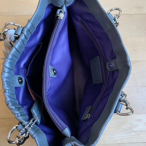 COACH Gray Pleated Leather "Ashley" Bag w/Scarf - Picture 7 of 10